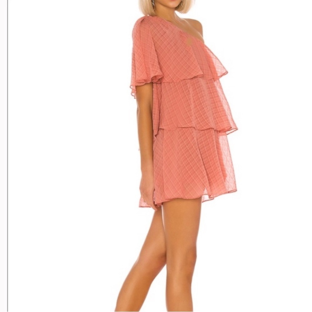 Revolve x House of Harlow 1960 Lillia Rose One Shoulder Tiered Mini Dress Medium - Picture 3 of 16
